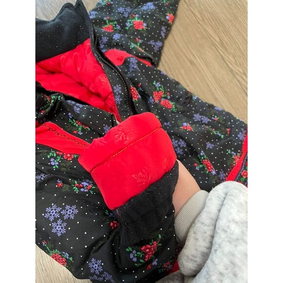 Obermeyer Kids Puffer Jacket - Black and Red Floral - Picture 5 of 8